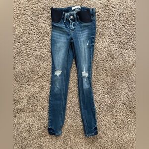 Stylish Blue Distressed Women Maternity Jeans